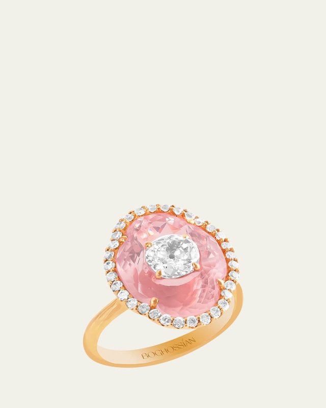 Rose Gold Inlay Morganite Ring with Diamonds